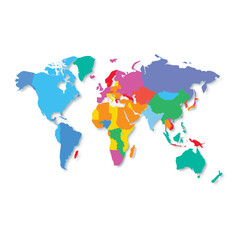 Obraz premium Vibrant Colored World Map Illustration
