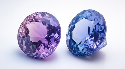 Fototapeta premium Glimmering sapphire with intricate cut and light reflection, isolated on white background