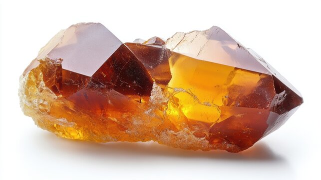 Shimmering topaz gemstone with natural inclusions and vibrant color, isolated on white background