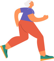 Fototapeta premium Running senior woman cartoon character