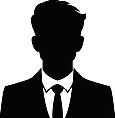 Professional businessman profile icon. Portrait front view. Head and shoulders in formal wear with tie and court. Businessman faceless avatar isolated on transparent background. Vector illustration.