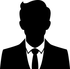 Professional businessman profile icon. Portrait front view. Head and shoulders in formal wear with tie and court. Businessman faceless avatar isolated on transparent background. Vector illustration.