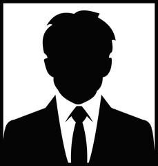 Professional businessman profile icon. Portrait front view. Head and shoulders in formal wear with tie and court. Businessman faceless avatar isolated on transparent background. Vector illustration.