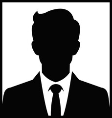 Professional businessman profile icon. Portrait front view. Head and shoulders in formal wear with tie and court. Businessman faceless avatar isolated on transparent background. Vector illustration.
