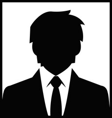 Professional businessman profile icon. Portrait front view. Head and shoulders in formal wear with tie and court. Businessman faceless avatar isolated on transparent background. Vector illustration.