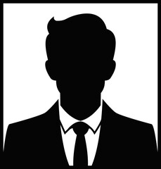 Professional businessman profile icon. Portrait front view. Head and shoulders in formal wear with tie and court. Businessman faceless avatar isolated on transparent background. Vector illustration.
