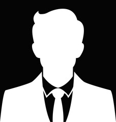 Professional businessman profile icon. Portrait front view. Head and shoulders in formal wear with tie and court. Businessman faceless avatar isolated on transparent background. Vector illustration.