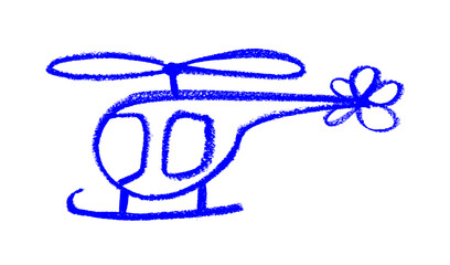 Toy Helicopter  Crayon Chalk Drawing Vector