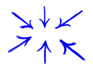 Arrows Pointing In  Crayon Chalk Drawing Vector