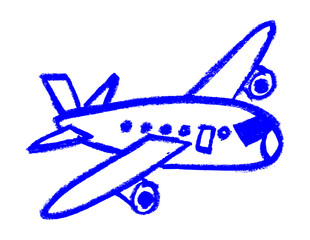 Toy Airplane Crayon Chalk Drawing Vector