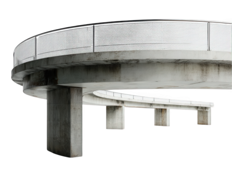 Concrete elevated walkway isolated over png transparent background	