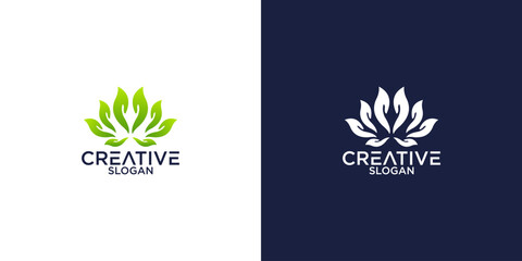 hand shaped lotus flower logo vector design