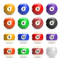 Billiard Pool Ball Set. Vector illustration