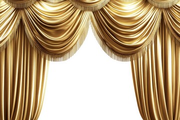 Golden theatre drapes, rich and luxurious.  Drapery folds,  ornate details