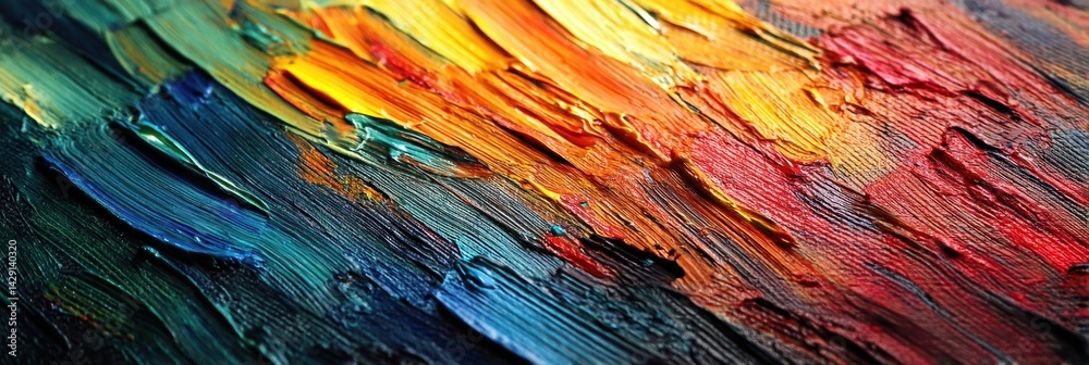 Poster brush strokes on a vibrant canvas showcasing vivid acrylic paint in dynamic colors and textures