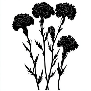 black carnations on white background clip art preview