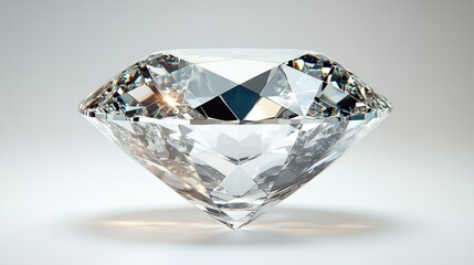 Macro shot of a pear-cut diamond with precise cuts and brilliant sparkle, isolated on white background