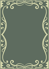 Abstract golden border pattern on green background
