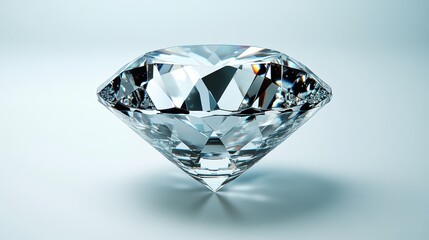 Close-up of a round brilliant-cut diamond with visible light reflections, isolated on white background