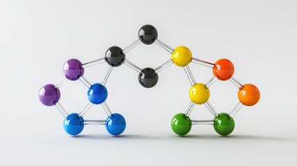 Obraz premium Wellness health Hormone Balance Concept, Molecular structure with colorful atoms connected by bonds.