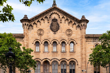 Exterior of the University of Barcelona in Catalonia, Spain Designed by the architect Elies Rogent, the building was completed in 1882.