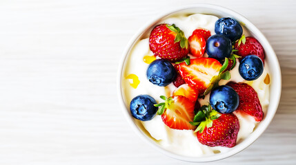 Creamy Greek Yogurt Topped with Fresh Strawberries