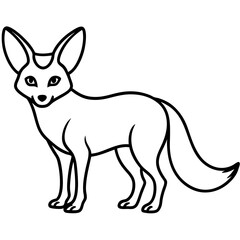 Minimal Fennec Fox Line Drawing Vector Design