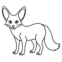 Minimal Fennec Fox Line Drawing Vector Design
