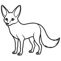 Minimal Fennec Fox Line Drawing Vector Design
