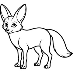 Minimal Fennec Fox Line Drawing Vector Design