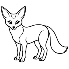 Minimal Fennec Fox Line Drawing Vector Design