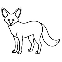 Minimal Fennec Fox Line Drawing Vector Design
