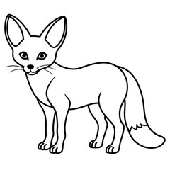 Minimal Fennec Fox Line Drawing Vector Design