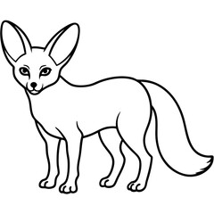 Minimal Fennec Fox Line Drawing Vector Design
