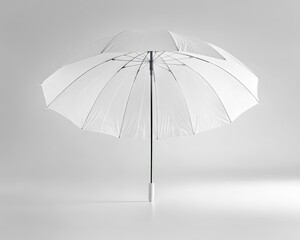 Transparent umbrella stands elegantly against a plain background.