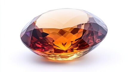 Close-up of a flawless topaz gemstone with clear surface and brilliant reflection, isolated on white background