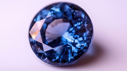 Fototapeta premium Ultra-realistic close-up of a perfect sapphire with high clarity and deep blue hue, isolated on white background
