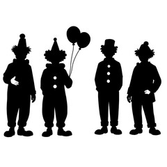 Set of Clown Silhouettes Vector Illustration