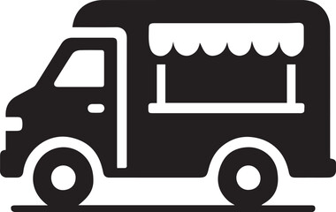 WebStreet food truck silhouette, Street food truck kitchen silhouette vector illustration 