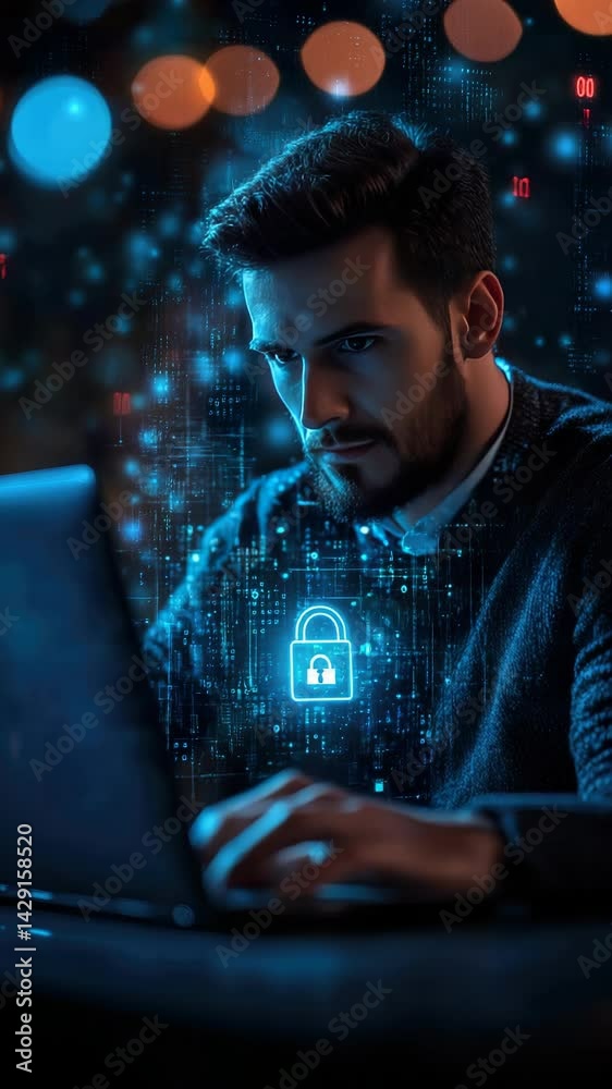 Aufkleber it professional cyber security officer setting a strong password on a computer, with a visible check