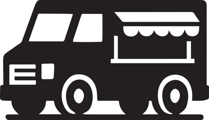 WebStreet food truck silhouette, Street food truck kitchen silhouette vector illustration 
