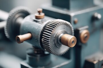 industrial vintage machines close-up with ample copy space on clean background