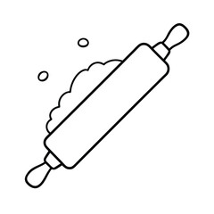 rolling pin flour dust vector line art 