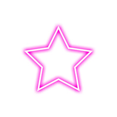 Vibrant Pink Neon Star Icon isolated on transparent background