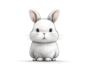 Fototapeta premium Cute Bunny Illustration: An adorable illustration of a fluffy, white bunny with big eyes, perfect for adding a touch of cuteness and charm to any project.
