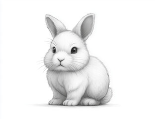Fototapeta premium Adorable Bunny Portrait: A charming and cuddly bunny is the subject of this black and white portrait, showcasing its innocent gaze, soft fur, and cute features, embodying gentleness and purity.