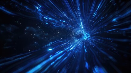 Fototapeta premium Abstract picture micro light sparkling particle represent data flow vivid flowing wave with high tech background, create digital effect scene perfect for energetic and fantasy wallpaper design. AIG53.