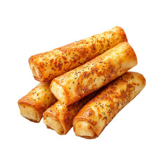 Hot crispy fried spring rolls with golden brown crispy exterior on transparent background perfect appetizer snack or party finger food.