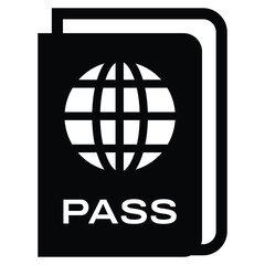 Passport with Globe Design. Travel document sign. Tourist visa symbol. Border control identity sign. International id.