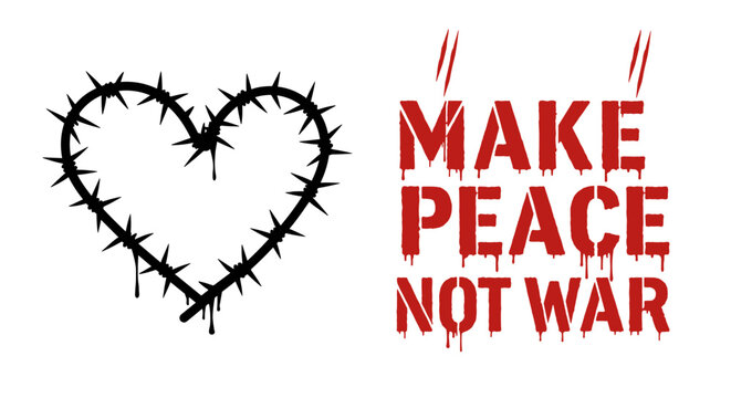  Not a bad call. Heart with barbed wire and Make Peace Not War message